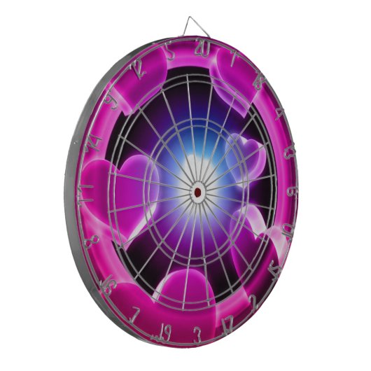 Temperamentvolle Pink-Glühen-Herzen Dartscheibe (Vorderseite Links)