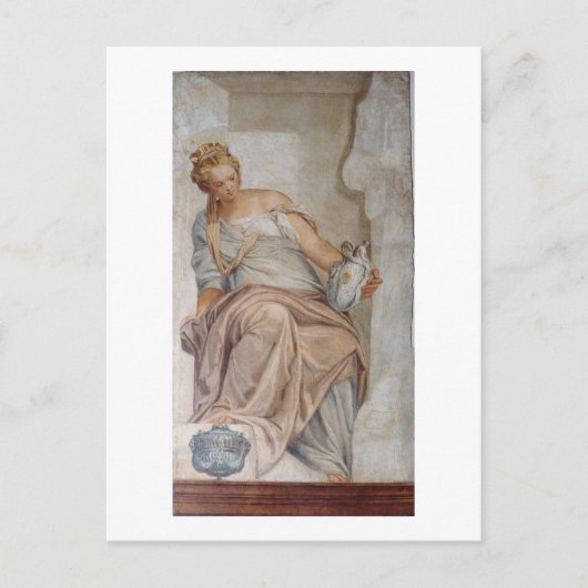 Temperance aus der Wand der Sakristei (Fresko) Postkarte (Vorderseite)