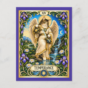 Temperance Katze Tarot - Harmonie und Balance Postkarte
