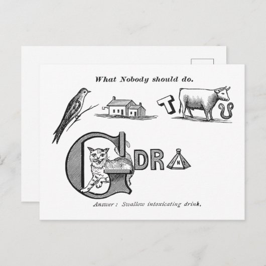 "Temperance Rebus" Postkarte (Vorne/Hinten)