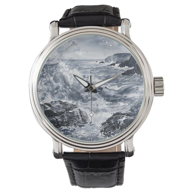 Tempest an der walisischen Küste Armbanduhr (Vorderseite)