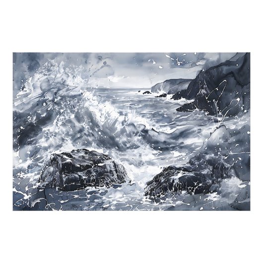 Tempest an der walisischen Küste Fotodruck (Vorne)