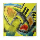 Tempest - Digital abstrakt mit gelbem Hintergrund Fliese (Vorderseite)