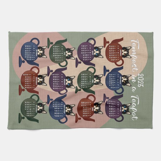 Tempest in einem Teekätzchen Katzenkatze Niedlich Geschirrtuch (Horizontal)