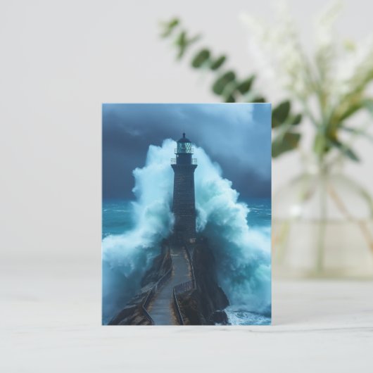 Tempestuous Guardian - Leuchtturm im Sturmsee Postkarte (Stehend Vorderseite)