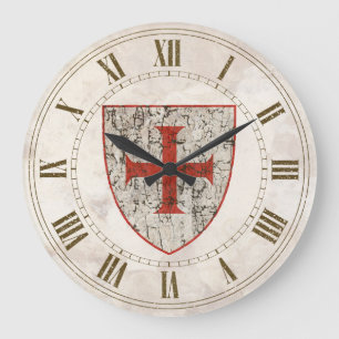 Templar Cross, Distressed Große Wanduhr
