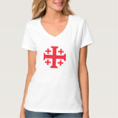 Templar Jerusalem Cross Women's V-Neck Tee (Vorderseite)