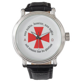 Templar Knight Alpha-Omega Non Nobis Domine Armbanduhr