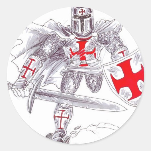 Templar Knight Art Runder Aufkleber (Vorderseite)