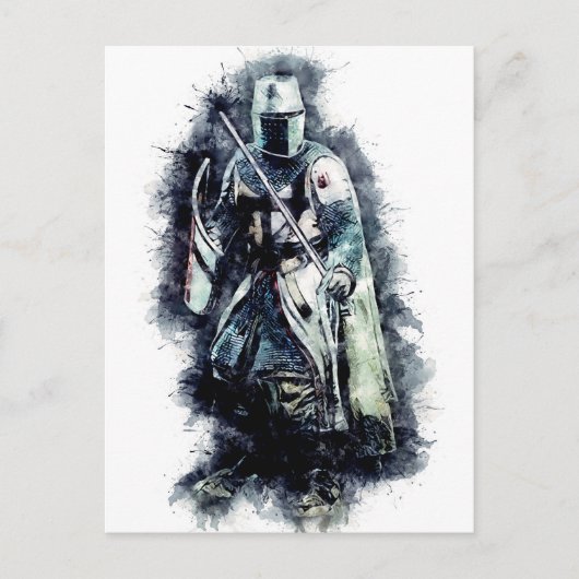 Templar Knight Der Kreuzfahrer Heldenkrieger Postkarte (Vorderseite)