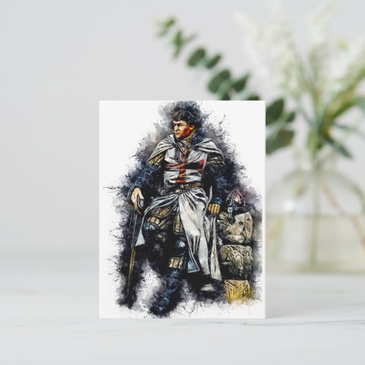 Templar Knight / The crusader / Watercolor Art Postkarte (Stehend Vorderseite)