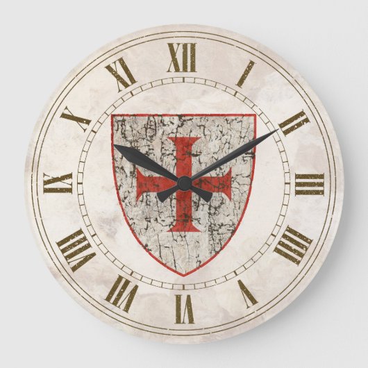 Templar Kreuz, beunruhigt Große Wanduhr (Vorderseite)