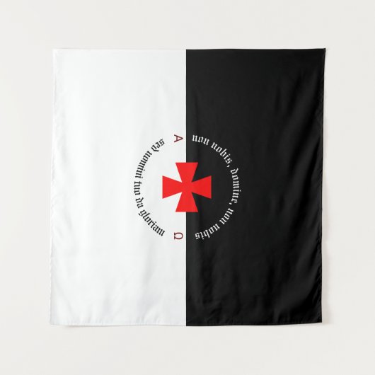 Templar Ritter Alpha Omega Non-Nobis Domine Wandteppich (Vorderseite (Horizontal))