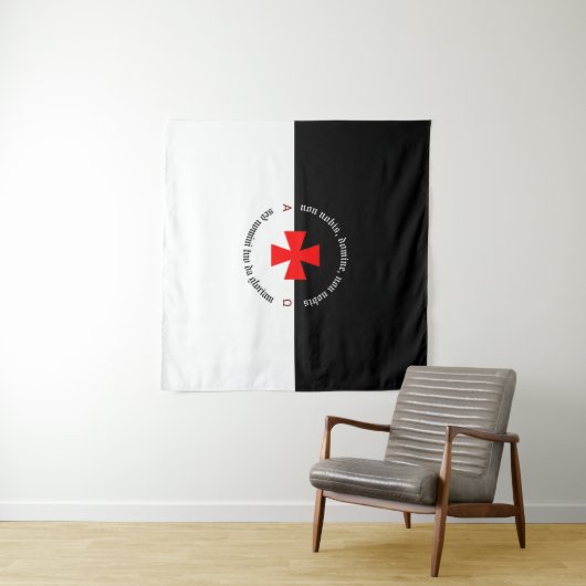 Templar Ritter Alpha Omega Non-Nobis Domine Wandteppich (Beispiel (Horizontal))