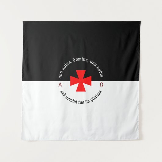 Templar Ritter Alpha Omega Non-Nobis Domine Wandteppich (Vorderseite)