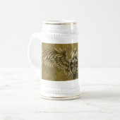 Templar Ritter-gotischer mittelalterlicher Schädel Bierglas (Vorderseite Links)