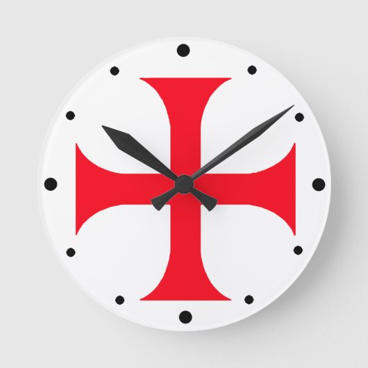 Templar rotes Kreuz Runde Wanduhr (Vorderseite)