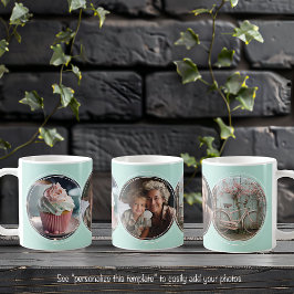 Template 3 Circular Fotos Collage Aqua C112 Kaffeetasse