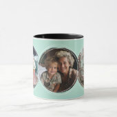 Template 3 Circular Fotos Collage Aqua C112 Tasse (Zentrum)