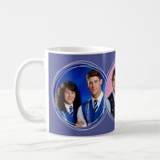 Template 3 Circular Fotos Collage Blue C49 Kaffeetasse (Links)