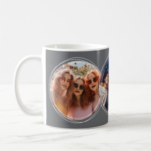 Template 3 Circular Fotos Collage Dunkelgray C19 Kaffeetasse (Links)