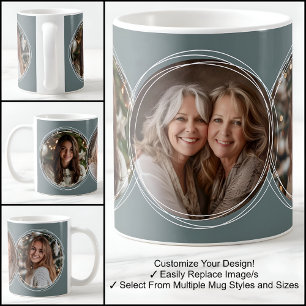 Template 3 Circular Fotos Collage Mid Gray C13 Kaffeetasse