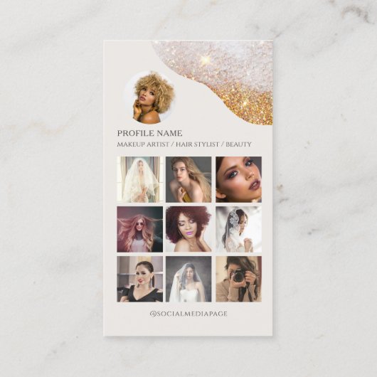 Template Beauty Esthetician Social Media Business Telefonnummerkarte (Rückseite)