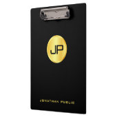 Template Black and Gold Monogram Modern Elegant Klemmbrett (Links)
