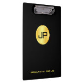 Template Black and Gold Monogram Modern Elegant Klemmbrett (Rechts)