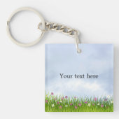 Template, Blue Sky und Summer Blume, Schlüsselanhänger (Vorderseite)