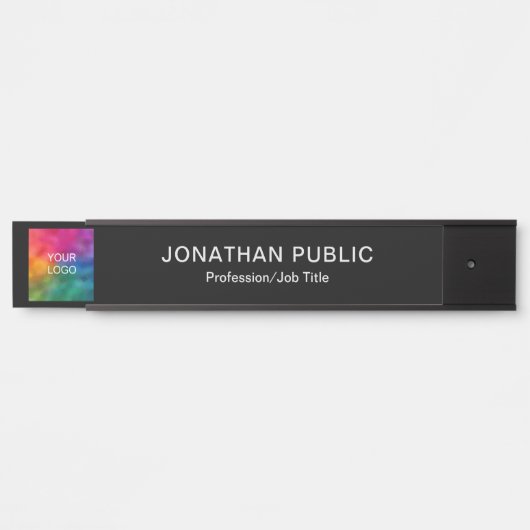 Template Business Company Logo hier elegant schwar Türschild (Vorderseite )