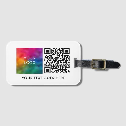 Template Business Logo QR Code Name Strichcode Gepäckanhänger (Vorderseite (Horizontal))