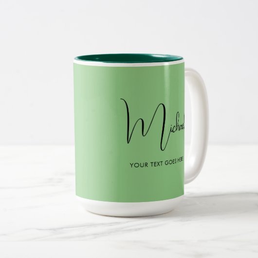 Template Coffee Mugs Handgeschriebener Name Elegan Zweifarbige Tasse (VorderseiteRechts)