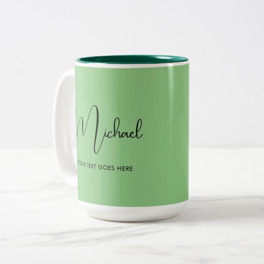 Template Coffee Mugs Handgeschriebener Name Elegan Zweifarbige Tasse (Vorderseite Links)