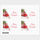 Template Custom frohe Weihnachtsbaum und Geschenke Rechteckiger Aufkleber (Blatt)