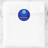 Template - Custom Octopus Big Brother Child's Name Runder Aufkleber (Tasche)