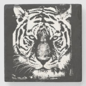 Template Eleganter Moderner Pop Tiger Kopf Steinuntersetzer (Vorderseite)