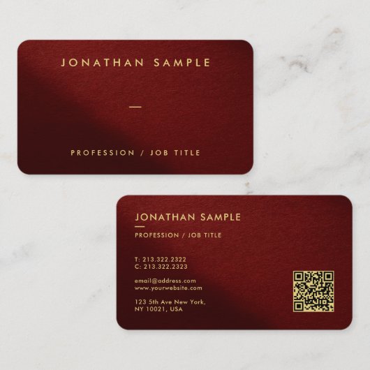 Template Eleganter QR Code Luxe Premium Silk Paper Visitenkarte (Vorne/Hinten)