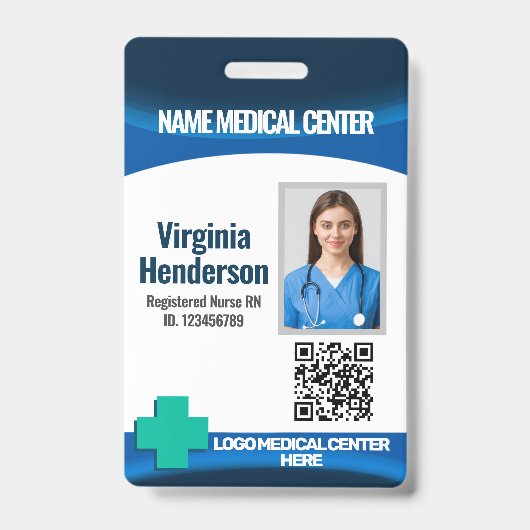 Template Employee Photo Nurse ID Badge Ausweis (Vorderseite)