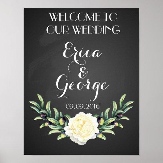 Template floral Rose Begrüßungszeichen Print Poster (Vorne)
