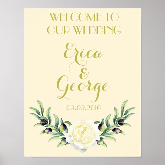 Template floral Rose Begrüßungszeichen Print Poster (Vorne)