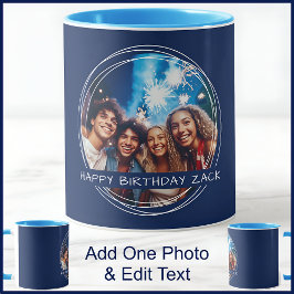 Template Foto Message Keepake Birthday Navy C41 Tasse