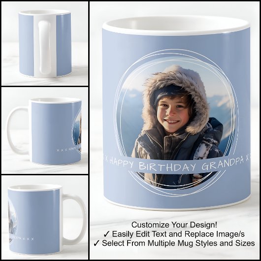 Template Foto Message Keepake Grandpa Blue C410 Kaffeetasse