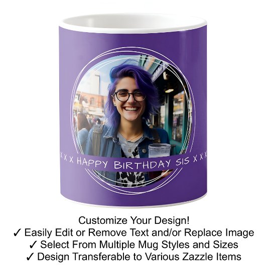 Template Foto Message Keepake Sister Lila C125 Kaffeetasse