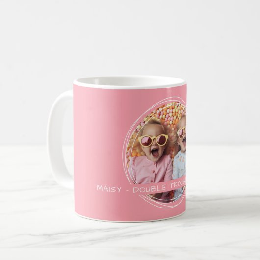 Template Foto Message Keepake Twins Pink C51 Kaffeetasse (Vorderseite Links)