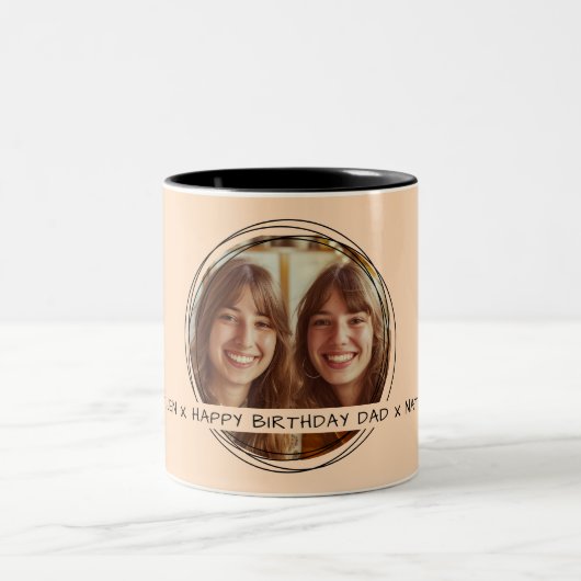 Template Foto Message Keepake Vater Peach C108 Zweifarbige Tasse (Mittel)