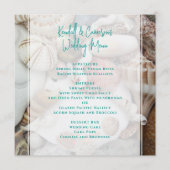 Template für das Hochzeitmenü von Seashells Beach Menükarte (Vorderseite)