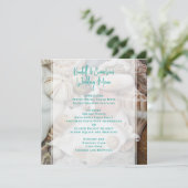 Template für das Hochzeitmenü von Seashells Beach Menükarte (Stehend Vorderseite)