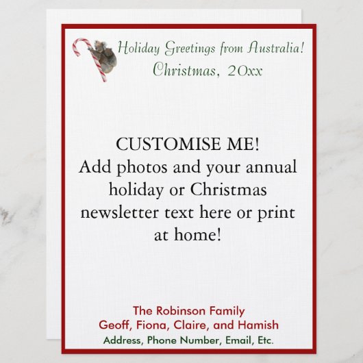 Template für den Weihnachtsbrief von Custom Austra Briefbogen (Vorne/Hinten)