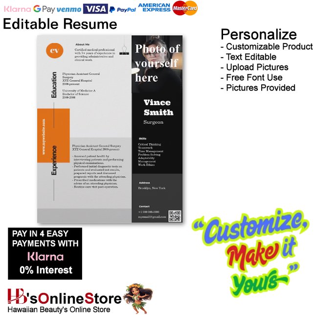 Template für die individuell anpassbare Menge mit  Briefbogen (Customizable Resume Template with Photo Letterhead 16.)